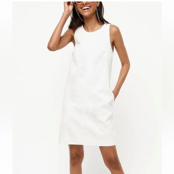 jcrew white denim dress Seamed Denim Mini Dress In Ecru For Women